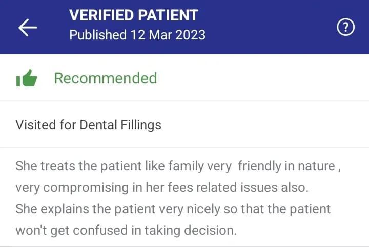 Practo patient review of Spectrum Advanced Dental Care — original supplied screenshot