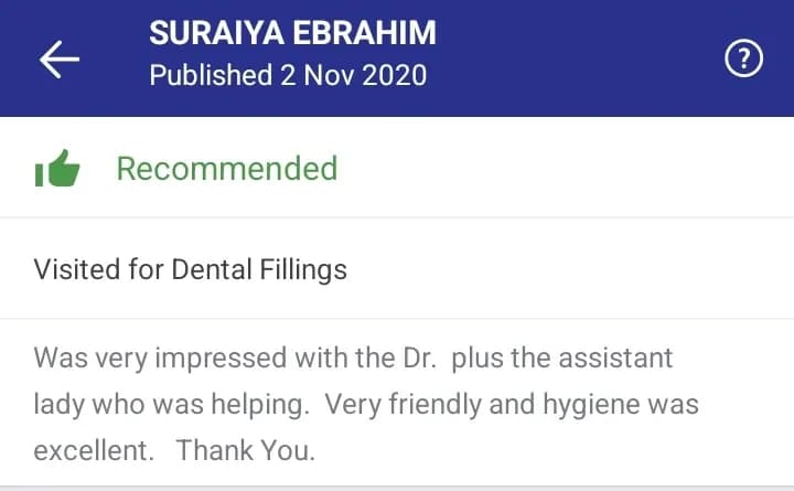 Practo patient review of Spectrum Advanced Dental Care — original supplied screenshot