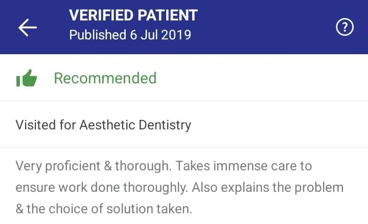 Practo patient review of Spectrum Advanced Dental Care — original supplied screenshot
