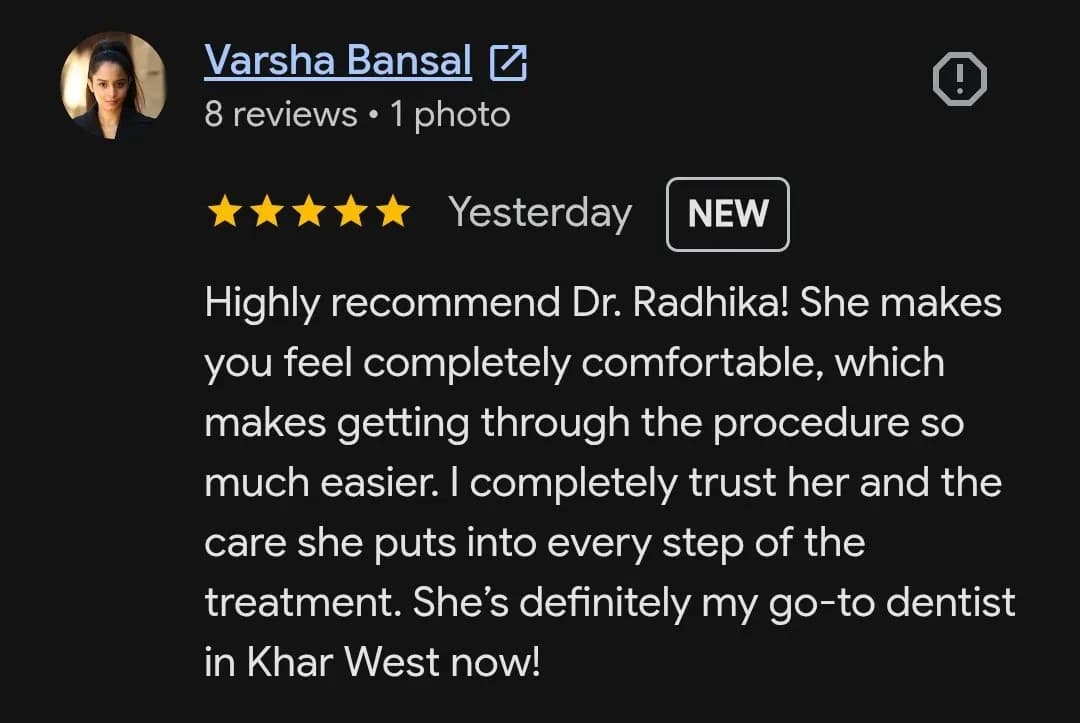 Google patient review of Spectrum Advanced Dental Care — original supplied screenshot